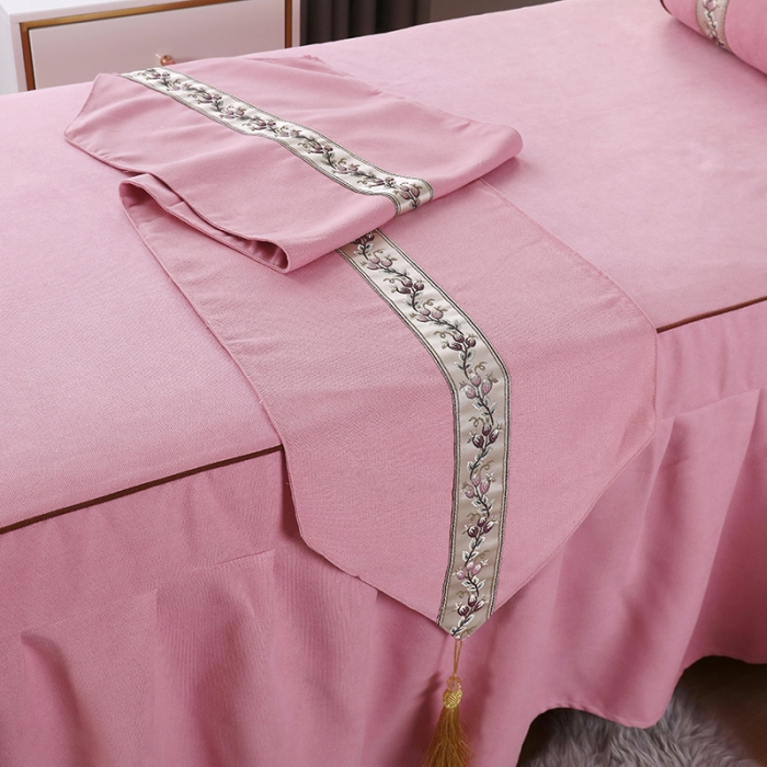 91家纺网 家纺一手货源 找家纺 不打烊家纺 2025新款雪芙妮美容床罩-马到成功粉