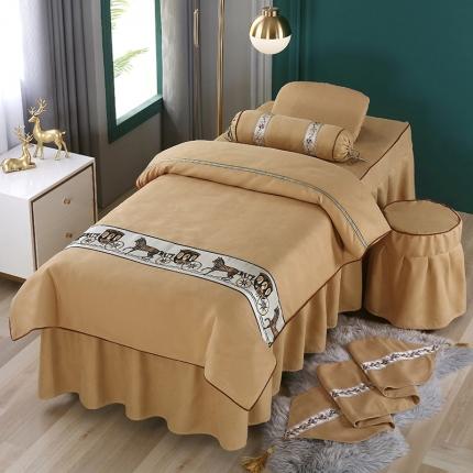 不打烊家纺 2025新款雪芙妮美容床罩-马到成功 驼