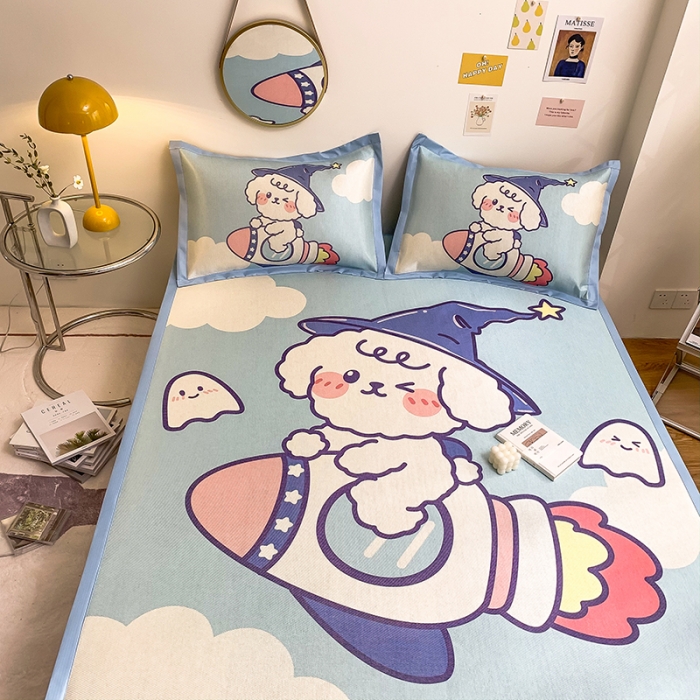 91家纺网 家纺一手货源 找家纺 慕尚家纺2022新款全面升级宽边大版数码冰丝席凉席 火箭男孩