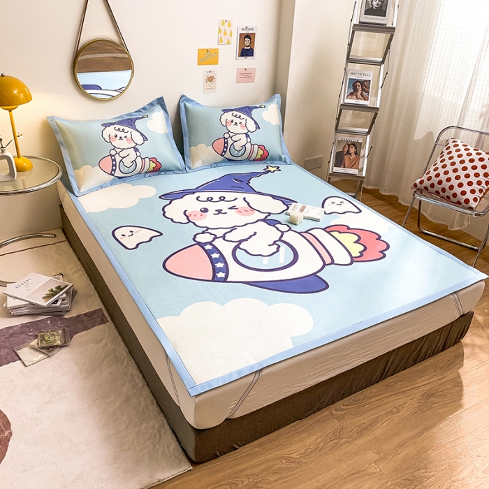 91家纺网 家纺一手货源 找家纺 慕尚家纺2022新款全面升级宽边大版数码冰丝席凉席 火箭男孩