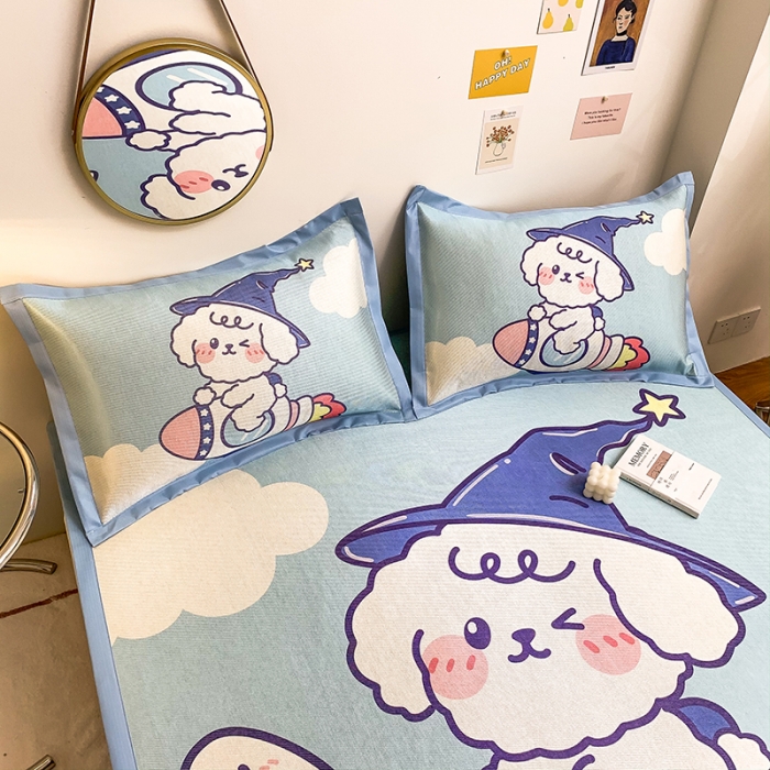 91家纺网 家纺一手货源 找家纺 慕尚家纺2022新款全面升级宽边大版数码冰丝席凉席 火箭男孩