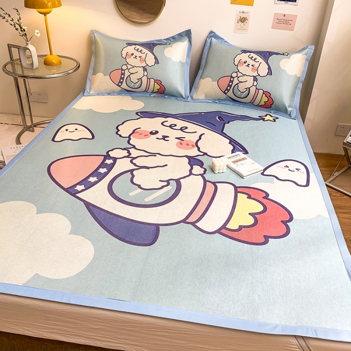 91家纺网 家纺一手货源 找家纺 慕尚家纺2022新款全面升级宽边大版数码冰丝席凉席 火箭男孩