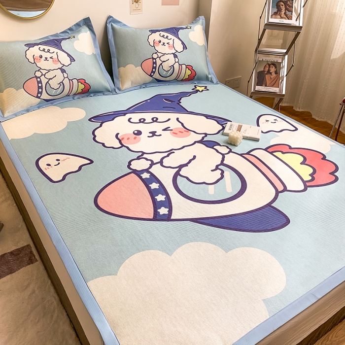 91家纺网 家纺一手货源 找家纺 慕尚家纺2022新款全面升级宽边大版数码冰丝席凉席 火箭男孩