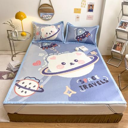 91家纺网 家纺一手货源 找家纺 慕尚家纺2022新款全面升级宽边大版数码冰丝席凉席 太空熊宝