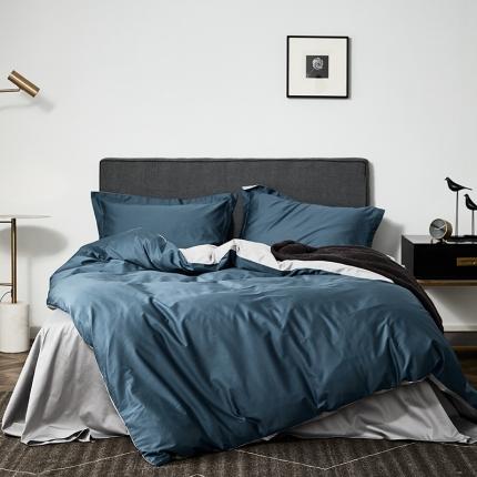 91家纺网 家纺一手货源 找家纺 新款全棉四件套风暴蓝-灰