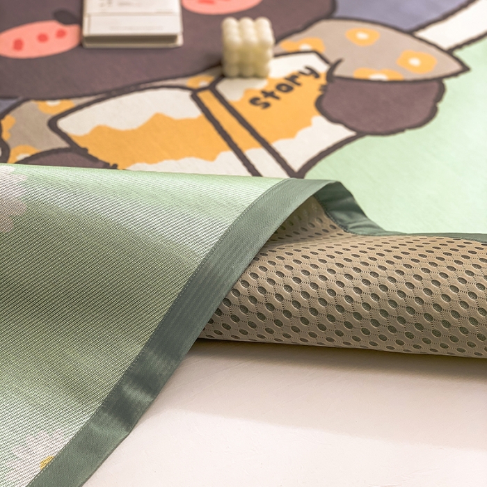 91家纺网 家纺一手货源 找家纺 慕尚家纺2022新款全面升级宽边大版数码冰丝席凉席 晚安熊兔