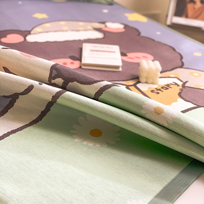 91家纺网 家纺一手货源 找家纺 慕尚家纺2022新款全面升级宽边大版数码冰丝席凉席 晚安熊兔