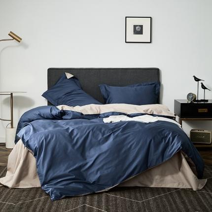 2021新款全棉四件套骑士蓝-卡其