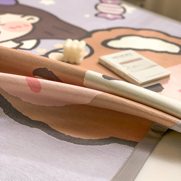 91家纺网 家纺一手货源 找家纺 慕尚家纺2022新款全面升级宽边大版数码冰丝席凉席 小熊少女