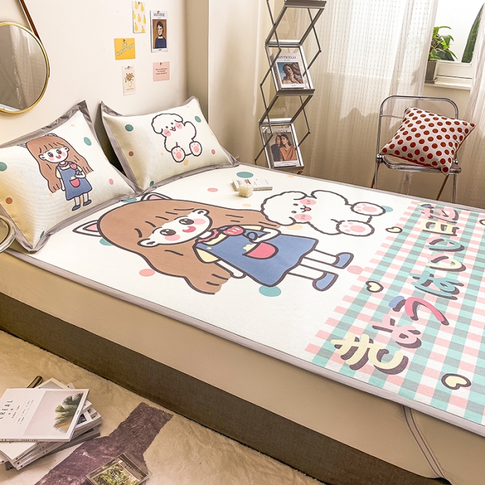 91家纺网 家纺一手货源 找家纺 慕尚家纺2022新款全面升级宽边大版数码冰丝席凉席 洋气少女