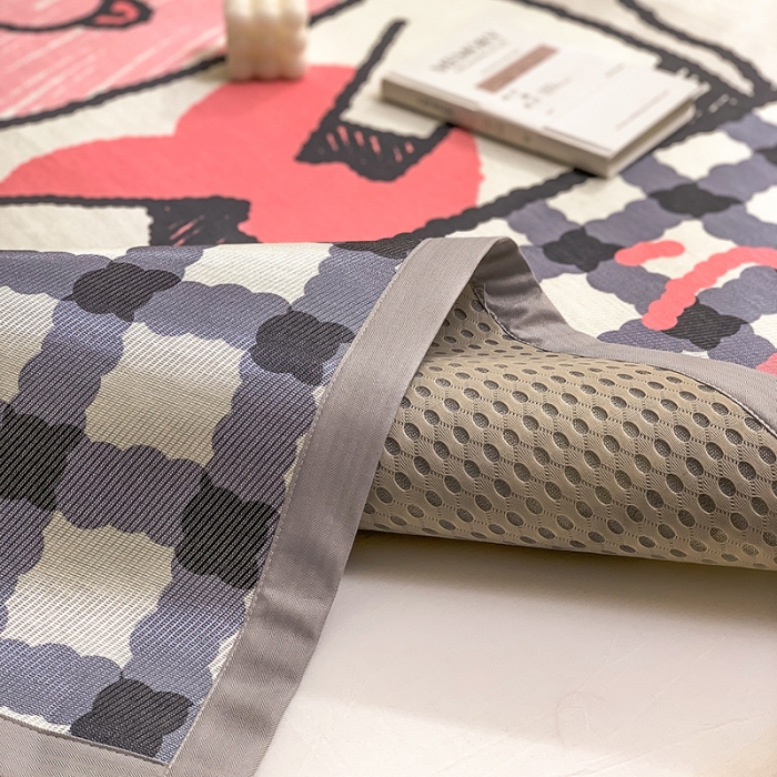 91家纺网 家纺一手货源 找家纺 慕尚家纺2025新款全棉升级宽边大版数码冰丝席凉席 顽皮小牛