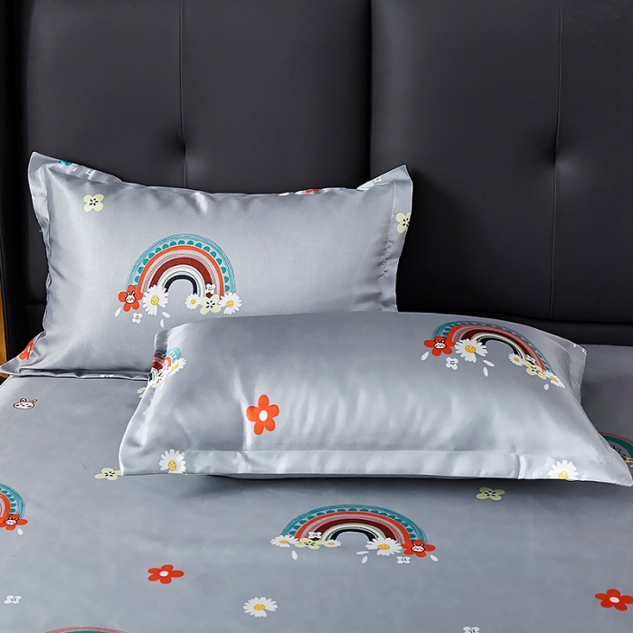 91家纺网 家纺一手货源 找家纺 昊川 2021新款冰丝凉席三件套 彩虹灰