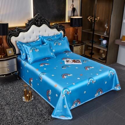 91家纺网 家纺一手货源 找家纺 昊川 2021新款冰丝凉席三件套 彩虹蓝