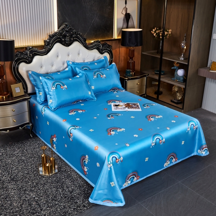 91家纺网 家纺一手货源 找家纺 昊川 2021新款冰丝凉席三件套 彩虹蓝