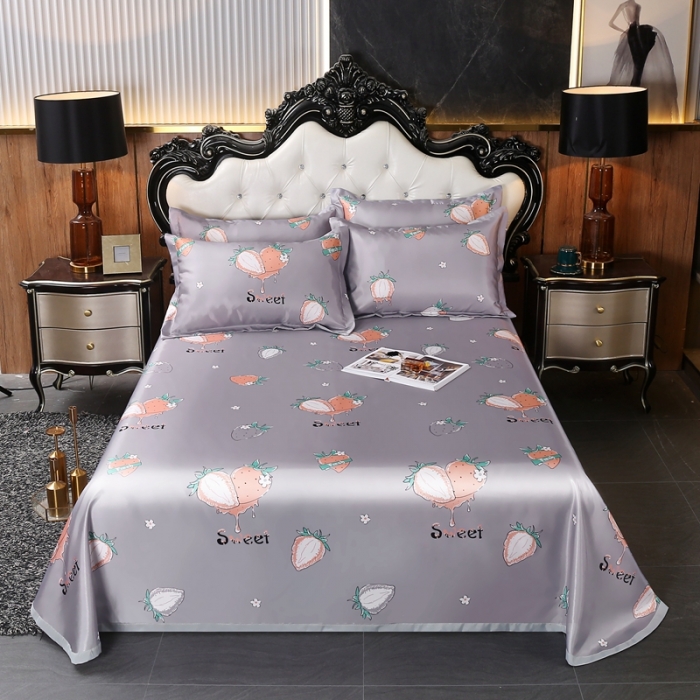 91家纺网 家纺一手货源 找家纺 昊川 2021新款冰丝凉席三件套 草莓灰