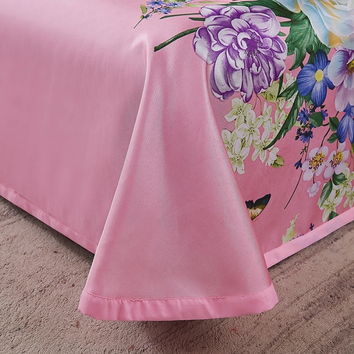 91家纺网 家纺一手货源 找家纺 昊川 2021新款冰丝凉席三件套 春色满园-粉