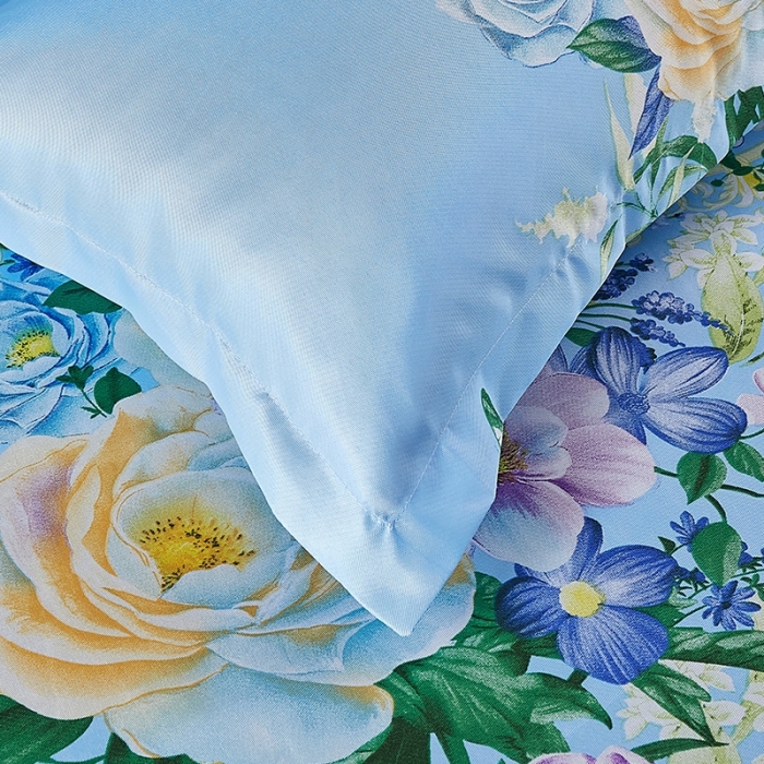 91家纺网 家纺一手货源 找家纺 昊川 2021新款冰丝凉席三件套 春色满园-蓝