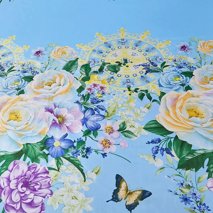 91家纺网 家纺一手货源 找家纺 昊川 2021新款冰丝凉席三件套 春色满园-蓝