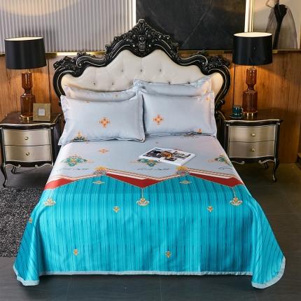 91家纺网 家纺一手货源 找家纺 昊川 2021新款冰丝凉席三件套 典雅-蓝