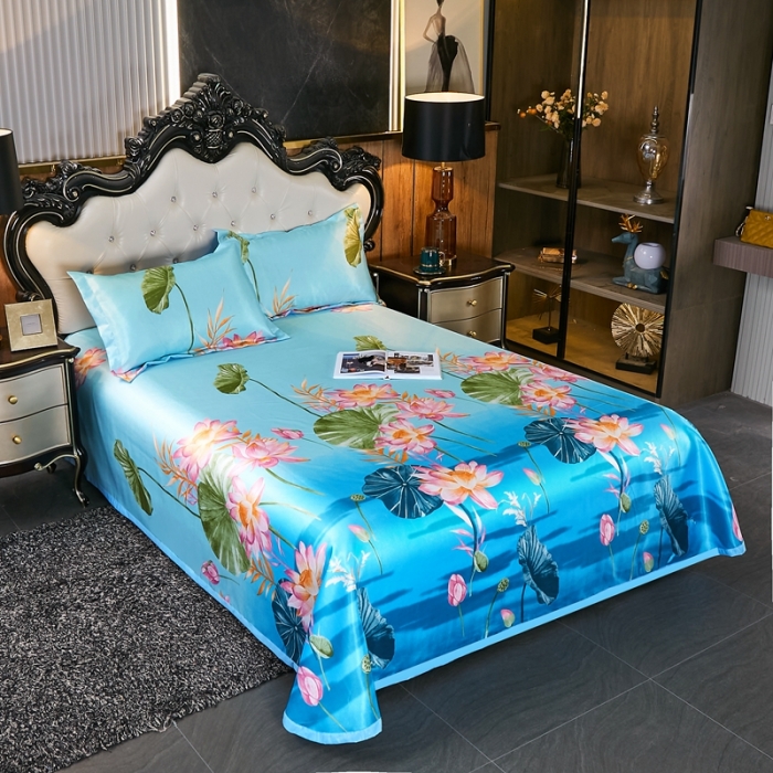 91家纺网 家纺一手货源 找家纺 昊川 2021新款冰丝凉席三件套 荷塘月色