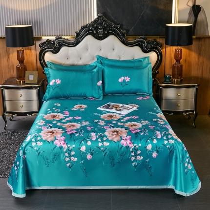 91家纺网 家纺一手货源 找家纺 昊川 2021新款冰丝凉席三件套 花团锦簇-绿