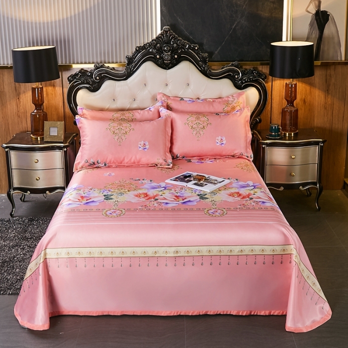 91家纺网 家纺一手货源 找家纺 昊川 2021新款冰丝凉席三件套 花香-粉玉