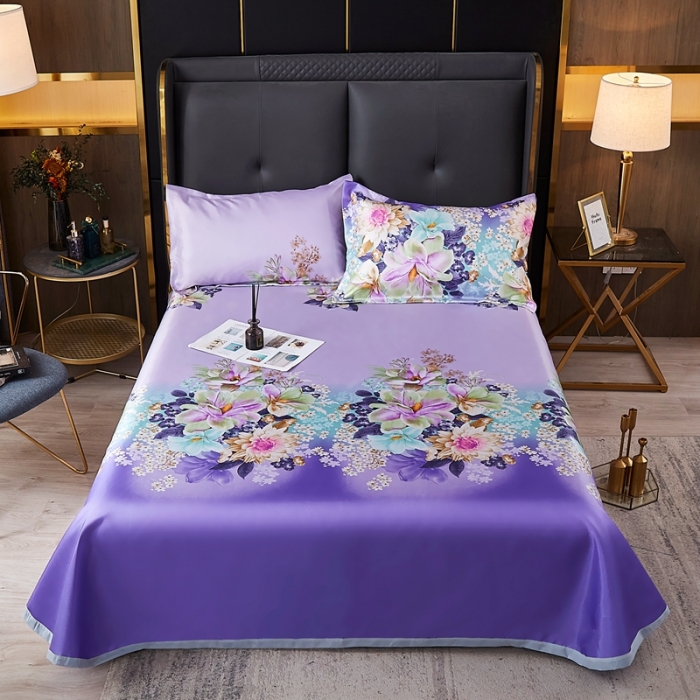 91家纺网 家纺一手货源 找家纺 昊川 2021新款冰丝凉席三件套 花韵