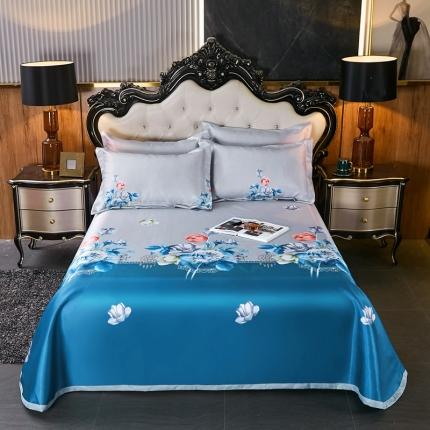 91家纺网 家纺一手货源 找家纺 昊川 2021新款冰丝凉席三件套 梦里花开-蓝灰