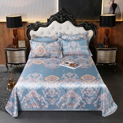 91家纺网 家纺一手货源 找家纺 昊川 2021新款冰丝凉席三件套 欧式庆典-蓝灰