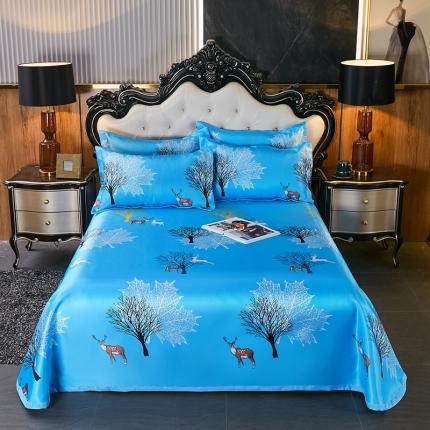 91家纺网 家纺一手货源 找家纺 昊川 2021新款冰丝凉席三件套 驯鹿-蓝