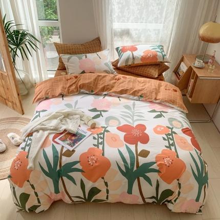 91家纺网 家纺一手货源 找家纺 时年家纺 2021新款13372全棉小可爱四件套 风花旅