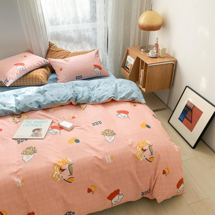 91家纺网 家纺一手货源 找家纺 时年家纺 2021新款13372全棉小可爱四件套 毕加索