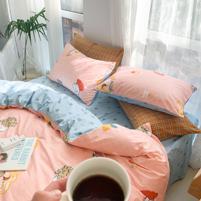 91家纺网 家纺一手货源 找家纺 时年家纺 2021新款13372全棉小可爱四件套 毕加索