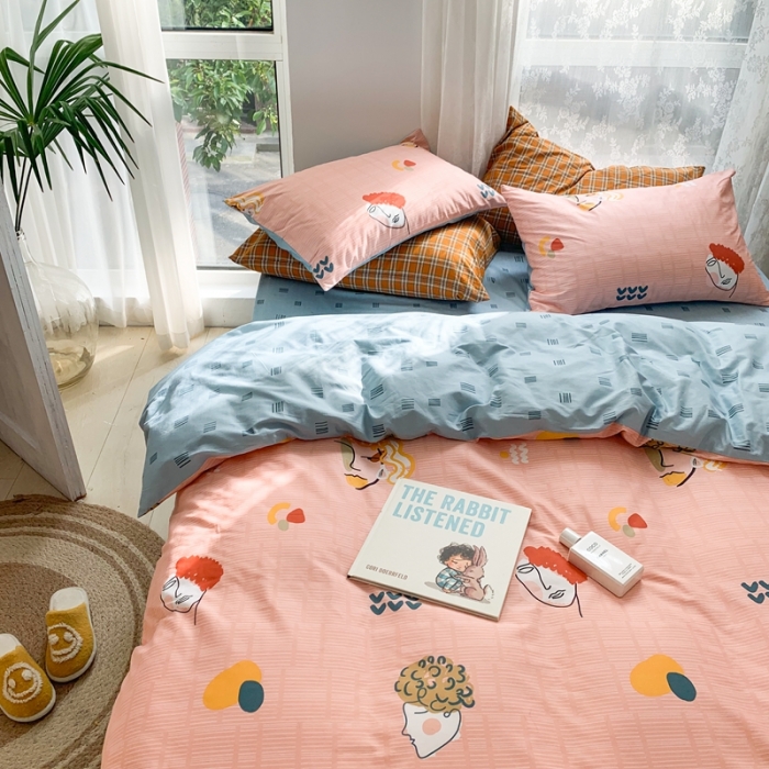 91家纺网 家纺一手货源 找家纺 时年家纺 2021新款13372全棉小可爱四件套 毕加索