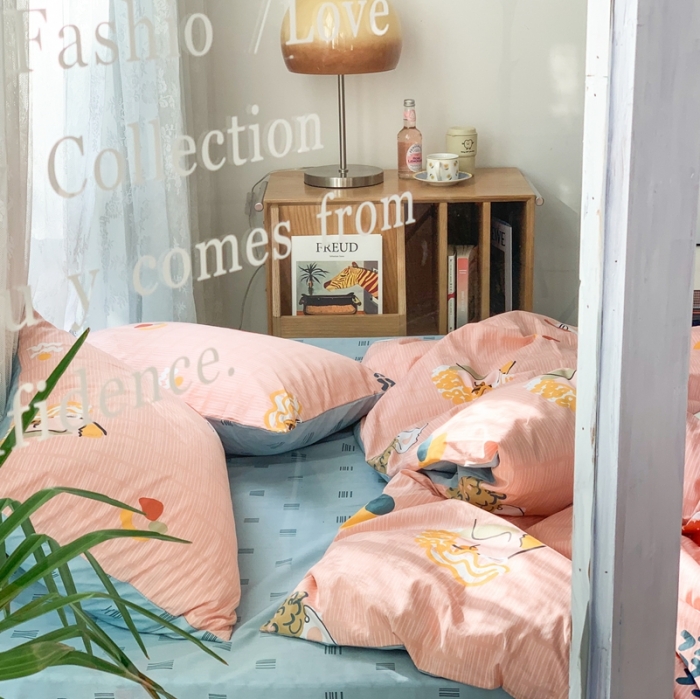 91家纺网 家纺一手货源 找家纺 时年家纺 2021新款13372全棉小可爱四件套 毕加索