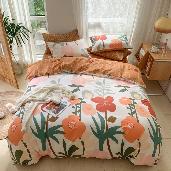 91家纺网 家纺一手货源 找家纺 时年家纺 2021新款13372全棉小可爱四件套 风花旅