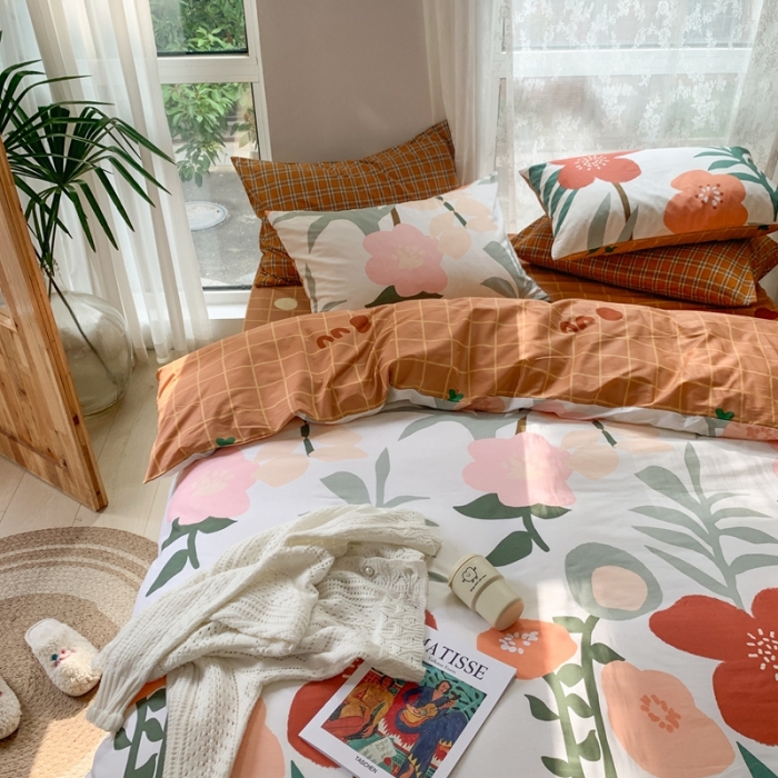 91家纺网 家纺一手货源 找家纺 时年家纺 2021新款13372全棉小可爱四件套 风花旅