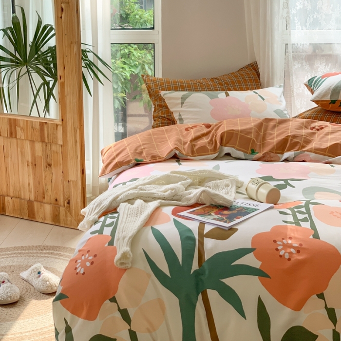 91家纺网 家纺一手货源 找家纺 时年家纺 2021新款13372全棉小可爱四件套 风花旅