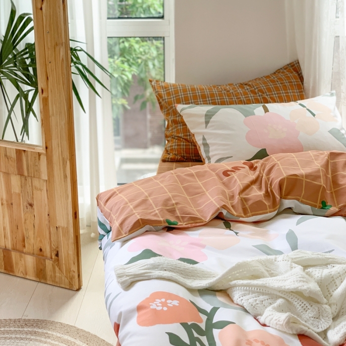 91家纺网 家纺一手货源 找家纺 时年家纺 2021新款13372全棉小可爱四件套 风花旅