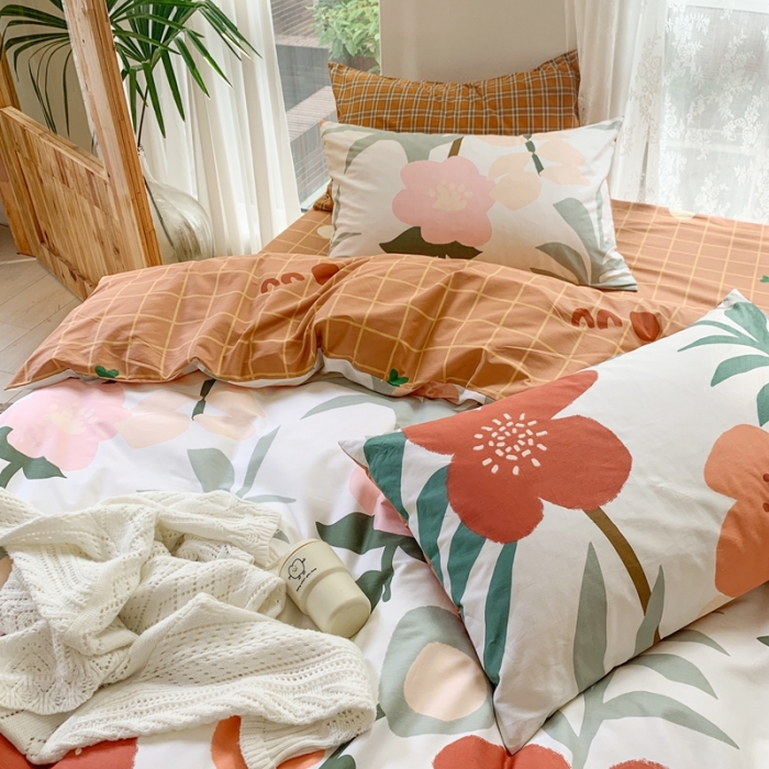 91家纺网 家纺一手货源 找家纺 时年家纺 2021新款13372全棉小可爱四件套 风花旅