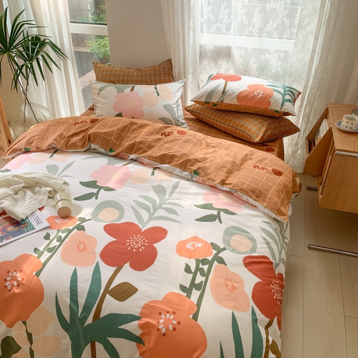 91家纺网 家纺一手货源 找家纺 时年家纺 2021新款13372全棉小可爱四件套 风花旅