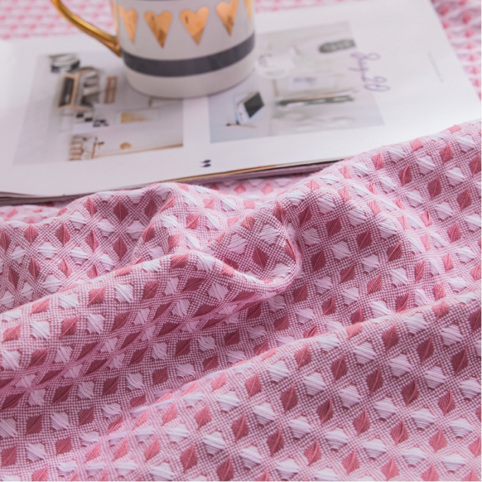 91家纺网 家纺一手货源 找家纺 （总）朴尔 2021新款华夫格全棉纱布线毯毛巾被