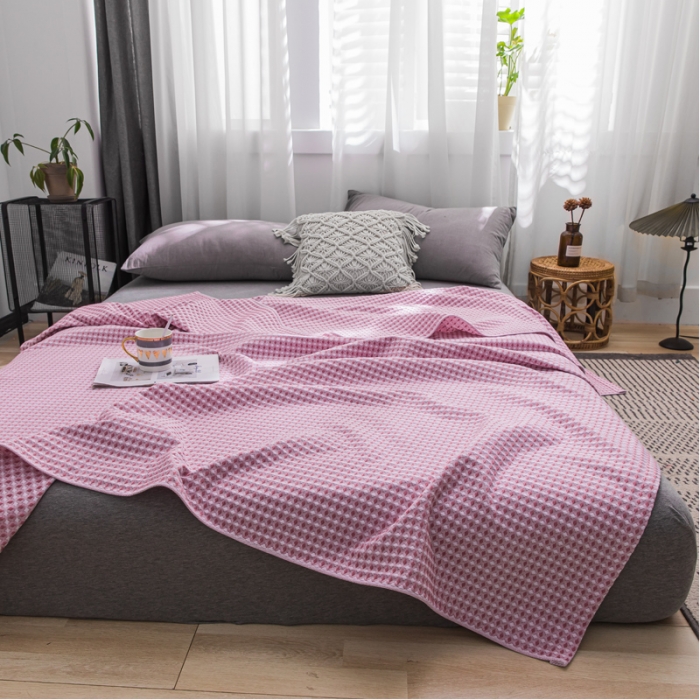 91家纺网 家纺一手货源 找家纺 （总）朴尔 2021新款华夫格全棉纱布线毯毛巾被