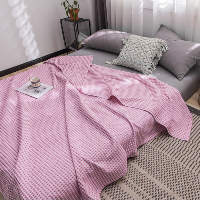 91家纺网 家纺一手货源 找家纺 （总）朴尔 2021新款华夫格全棉纱布线毯毛巾被