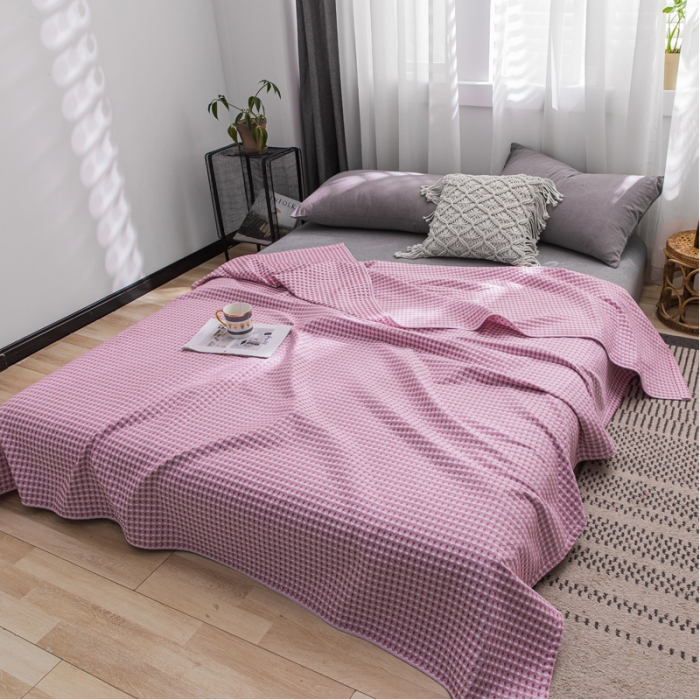 91家纺网 家纺一手货源 找家纺 （总）朴尔 2021新款华夫格全棉纱布线毯毛巾被