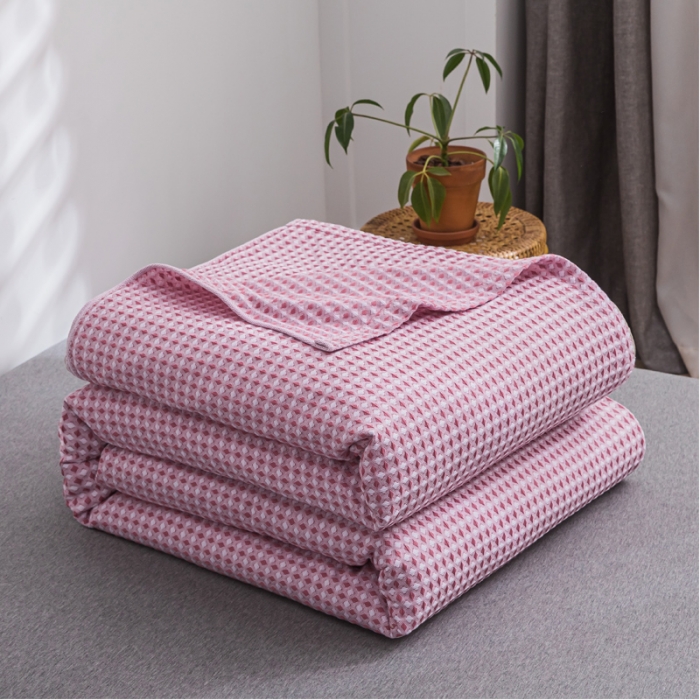91家纺网 家纺一手货源 找家纺 （总）朴尔 2021新款华夫格全棉纱布线毯毛巾被