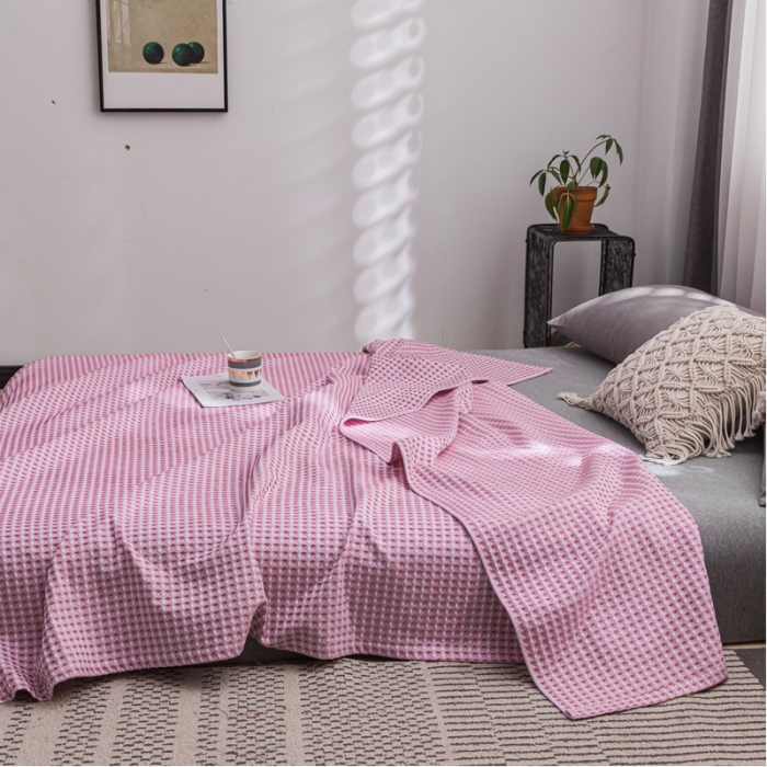 91家纺网 家纺一手货源 找家纺 （总）朴尔 2021新款华夫格全棉纱布线毯毛巾被