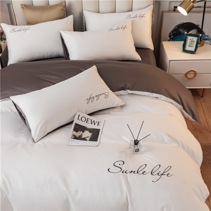 91家纺网 家纺一手货源 找家纺 古吉梦 2024新款水洗棉双拼刺绣单被套 双拼-本白