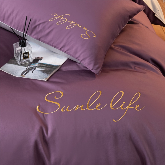 91家纺网 家纺一手货源 找家纺 古吉梦 2024新款水洗棉双拼刺绣单被套 双拼-帝王紫