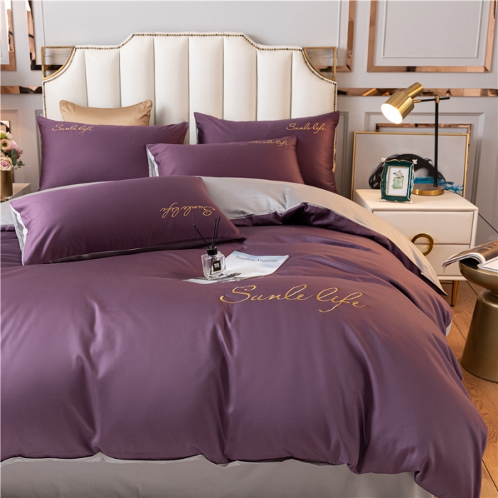 91家纺网 家纺一手货源 找家纺 古吉梦 2024新款水洗棉双拼刺绣单被套 双拼-帝王紫